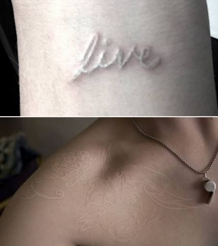 Xăm bằng mực trắng hiện nay đang là xu hướng mới, ngày càng nhiều thanh niên ưa thích loại xăm này bởi nó rất tinh tế và có phần “ma quái”