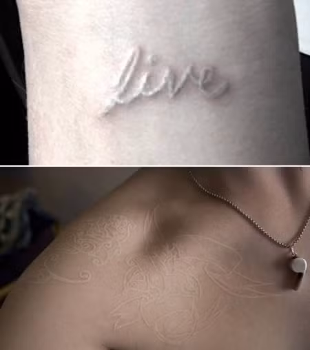 Xăm bằng mực trắng hiện nay đang là xu hướng mới, ngày càng nhiều thanh niên ưa thích loại xăm này bởi nó rất tinh tế và có phần “ma quái”