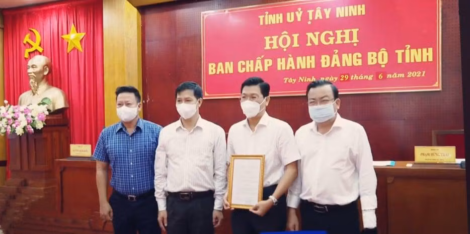 Lãnh đạo Tỉnh ủy Tây Ninh hiện nay (trái sang): Phó Bí thư Nguyễn Thanh Ngọc, Bí thư Nguyễn Thành Tâm, Phó Bí thư Nguyễn Mạnh Hùng và Phó Bí thư Phạm Hùng Thái.