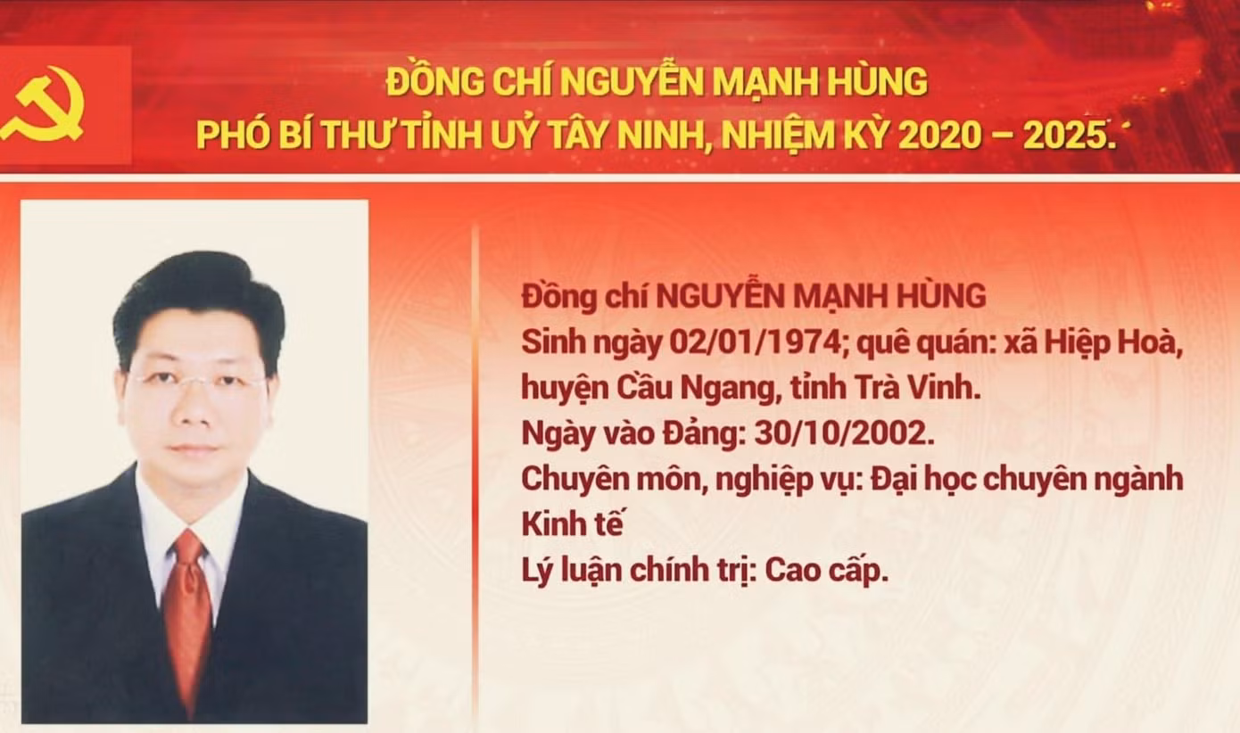 Tân Phó Bí thư Tỉnh ủy Tây Ninh Nguyễn Mạnh Hùng.