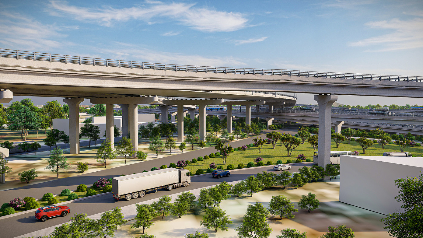 Ngành giao thông sẽ tập trung hoàn thiện đầu tư các tuyến đường bộ cao tốc Bắc - Nam, cao tốc nối TPHCM với các cửa ngõ, các đầu mối giao thông quan trọng và các đường vành đai thuộc khu vực TPHCM… (Ảnh phối cảnh nút giao thuộc dự án Vành đai 3 TPHCM) Ngành giao thông sẽ tập trung hoàn thiện đầu tư các tuyến đường bộ cao tốc Bắc - Nam, cao tốc nối TPHCM với các cửa ngõ, các đầu mối giao thông quan trọng và các đường vành đai thuộc khu vực TPHCM… (Ảnh phối cảnh nút giao thuộc dự án Vành đai 3 TPHCM)