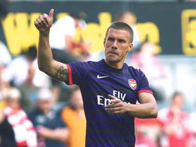 Chân sút Podolski là niềm hy vọng mới của Arsenal thời hậu Van Persie. Ảnh: Getty Images. Chân sút Podolski là niềm hy vọng mới của Arsenal thời hậu Van Persie. Ảnh: Getty Images