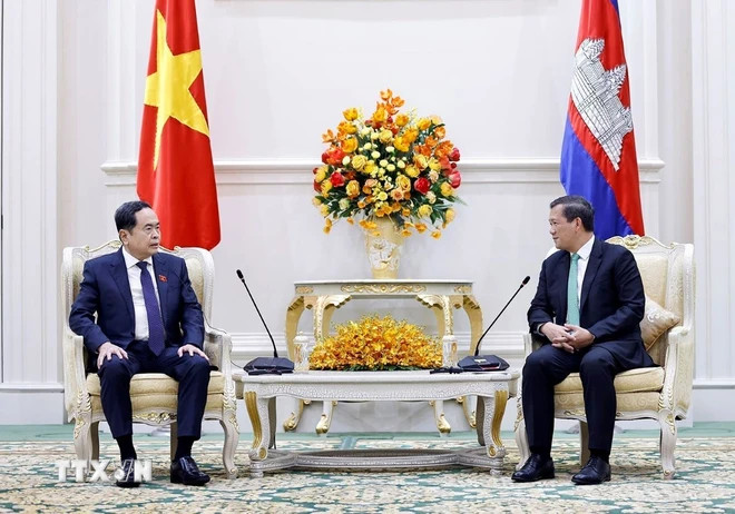 Chủ tịch Quốc hội Trần Thanh Mẫn hội kiến Thủ tướng Campuchia Samdech Hun Manet. (Ảnh: Doãn Tấn/TTXVN) Chủ tịch Quốc hội Trần Thanh Mẫn hội kiến Thủ tướng Campuchia Samdech Hun Manet. (Ảnh: Doãn Tấn/TTXVN)