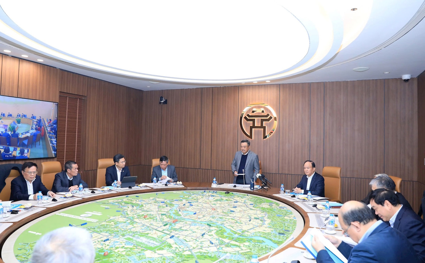 Chủ tịch UBND TP. Hà Nội Trần Sỹ Thanh phát biểu tại hội nghị