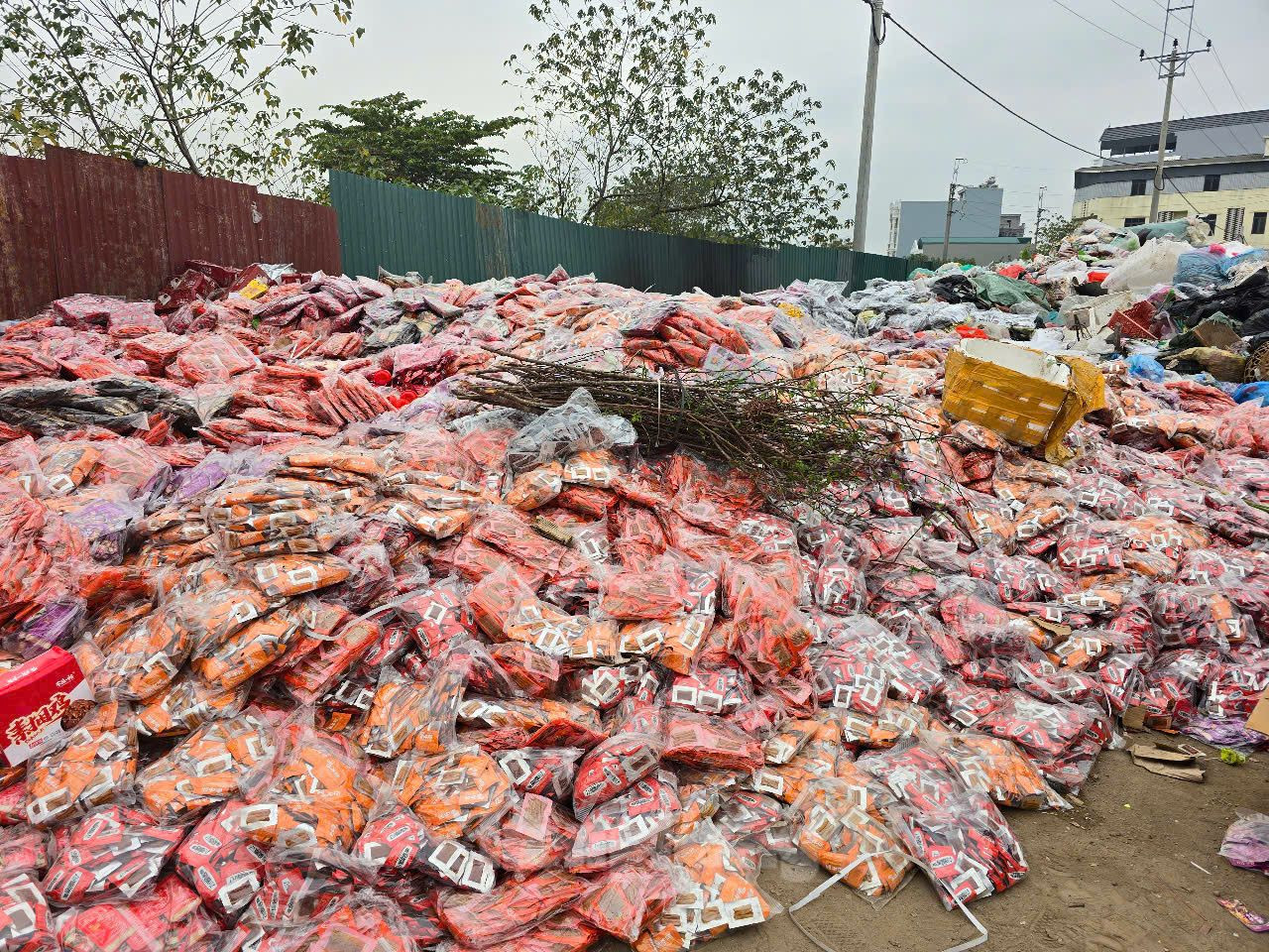 Trao đổi với PV Tiền Phong, ông Nguyễn Đình Tiến, Phó Chủ tịch UBND xã La Phù cho biết, có tình trạng rác quá tải tại khu vực tập kết rác trong khu công nghiệp. Trong đó, có nhiều rác thải là bánh kẹo hoặc các sản phẩm thực phẩm.