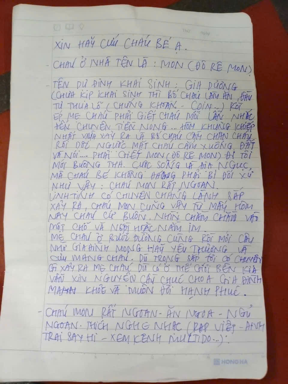 Lá thư cầu cứu người mẹ nhờ cộng đồng cưu mang con Lá thư cầu cứu người mẹ nhờ cộng đồng cưu mang con