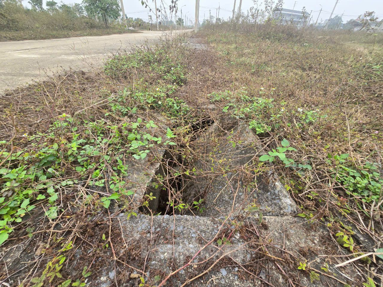 Ghi nhận của PV Tiền Phong ngày 14/2 cho thấy, hệ thống đường giao thông, vỉa hè nội khu, thoát nước, hệ thống điện... tại khu đất dịch vụ Đà Sen đã hoàn thành. Tuy nhiên, nhiều hạng mục đã xuống cấp, ví như nắp cống thoát nước bị vỡ, đường bị nứt...