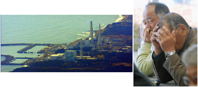 Ngư dân (ảnh phải) đau đầu vì nước nhiễm xạ nhà máy Fukushima rò rỉ ra biển (ảnh trái)	Ảnh: Kyodo