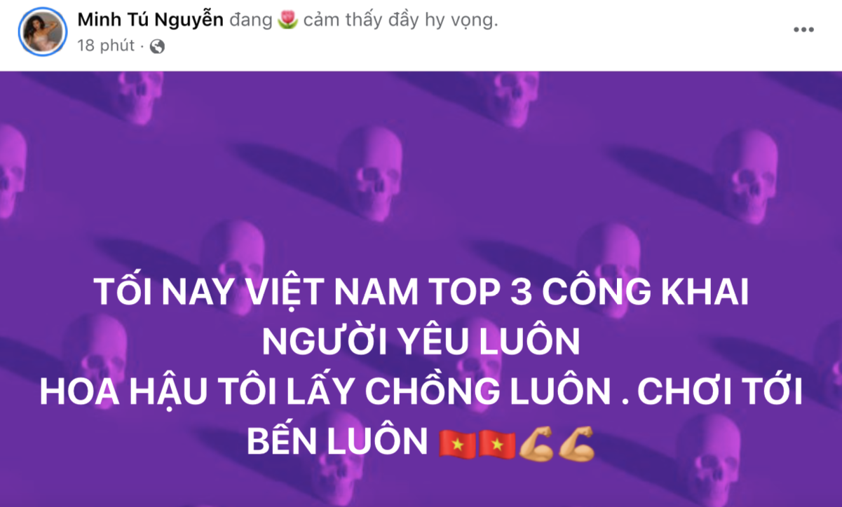 Minh Tú tuyên bố sẽ lấy chồng luôn nếu Nguyễn Thúc Thuỳ Tiên đăng quang Miss Grand International 2021.