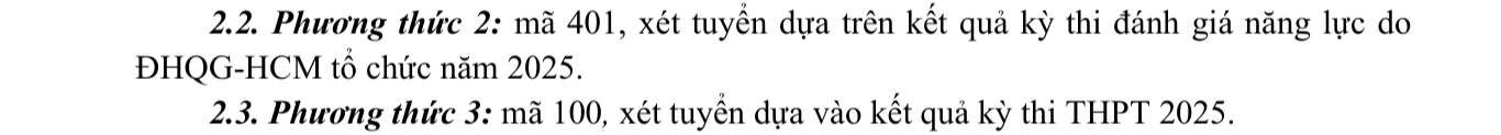 Thông tin tuyển sinh 2025. Nguồn: USSH - VNUHCM