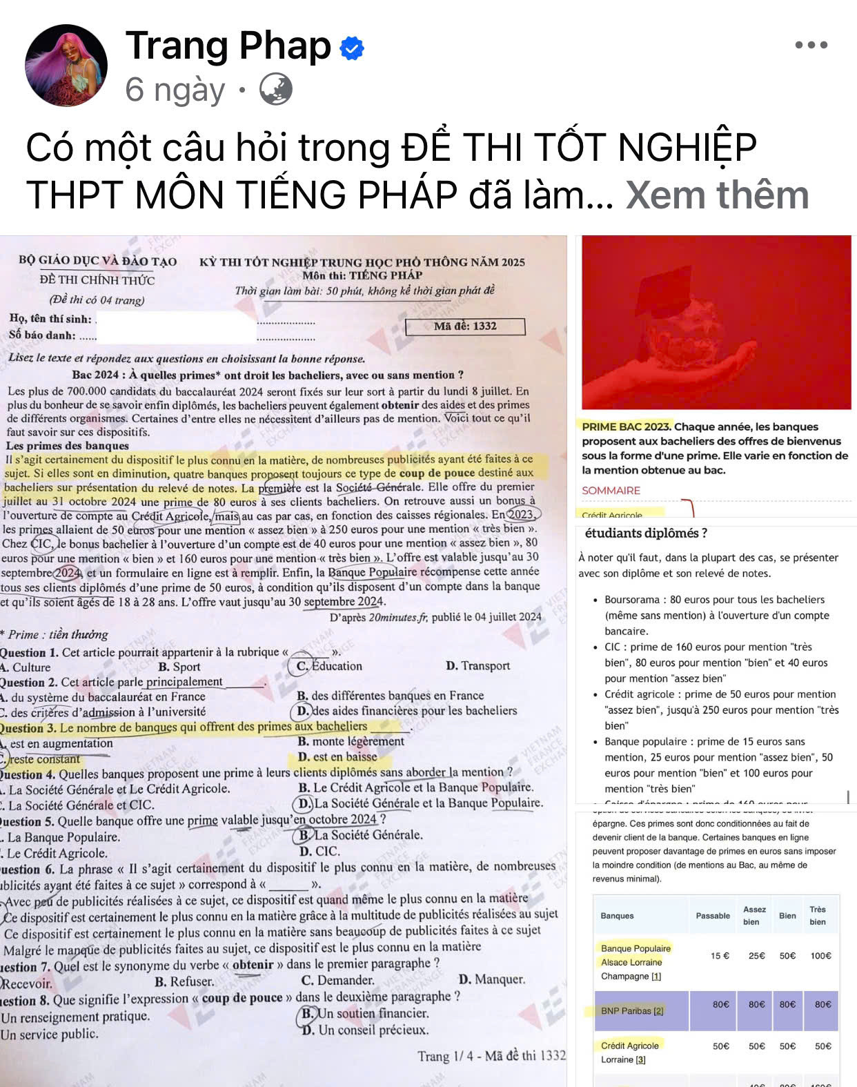 Nàng ca sĩ lên hẳn một bài post giải thích về đáp án của mình.