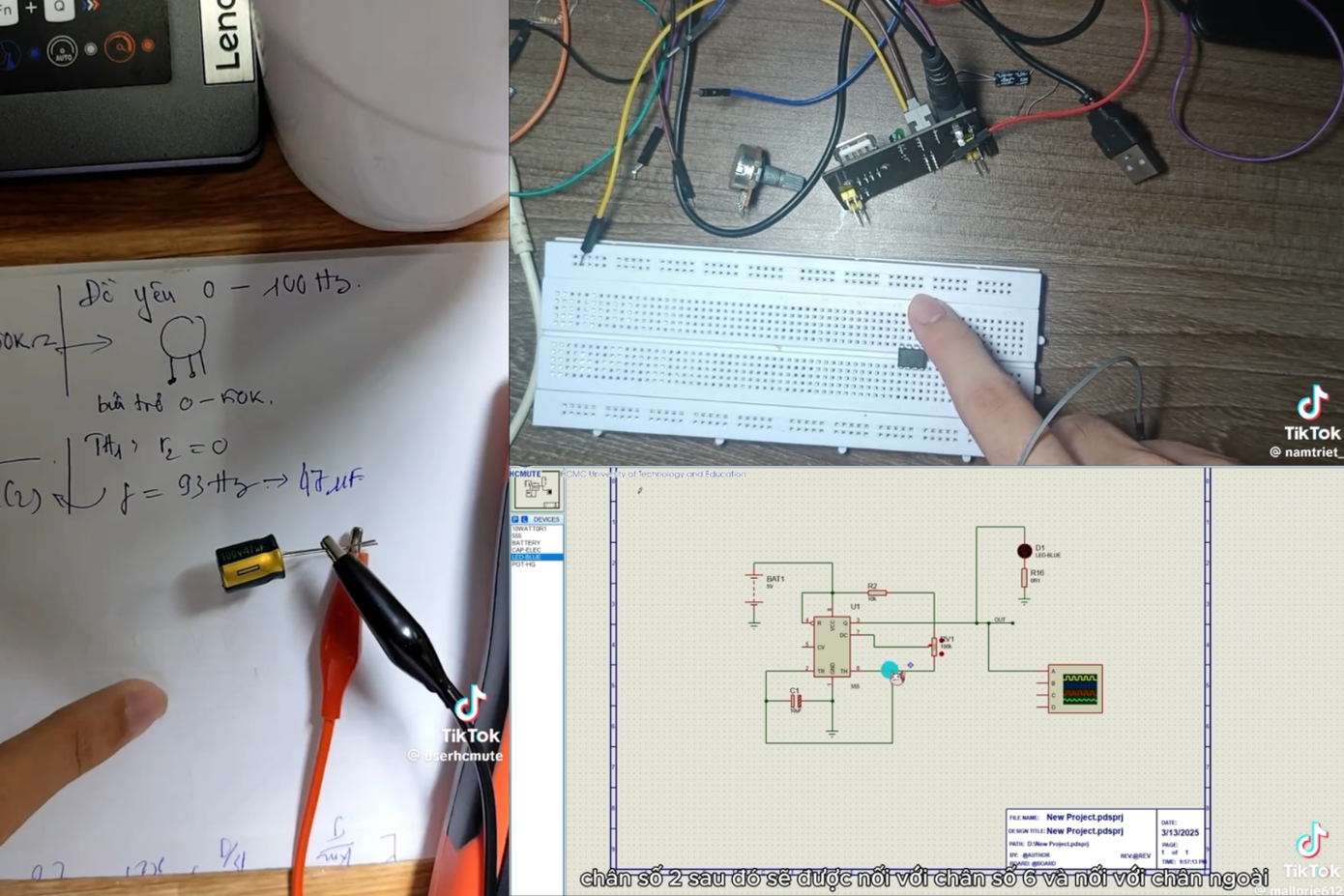 Nội dung của các video chỉ đơn giản là tạo xung vuông và điều chỉnh bàn phím. Ảnh chụp màn hình