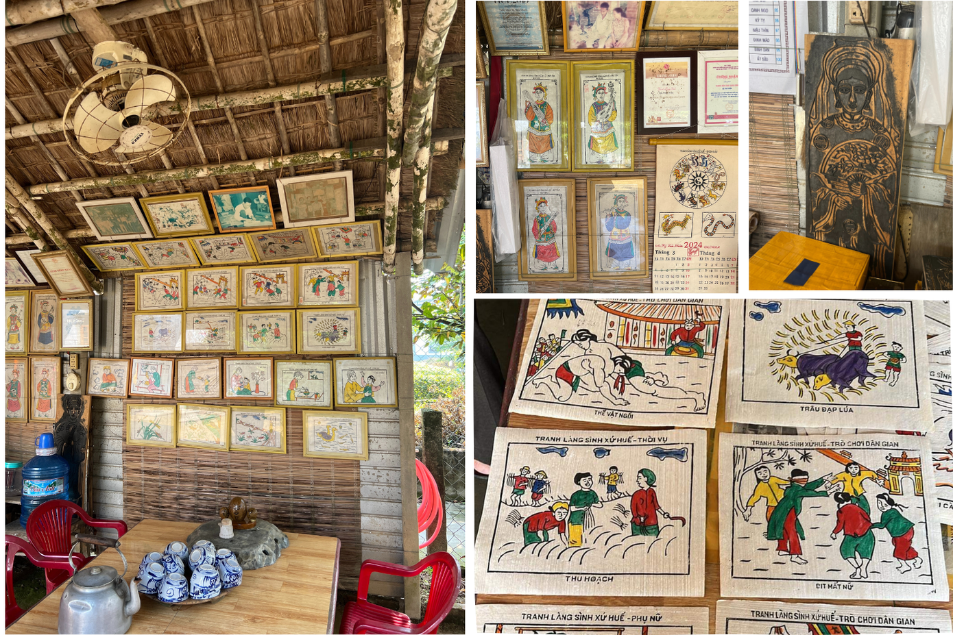 Cô bạn có trải nghiệm thực tế Tranh Làng Sình sau khi hoàn thành thiết kế. Ảnh: NVCC