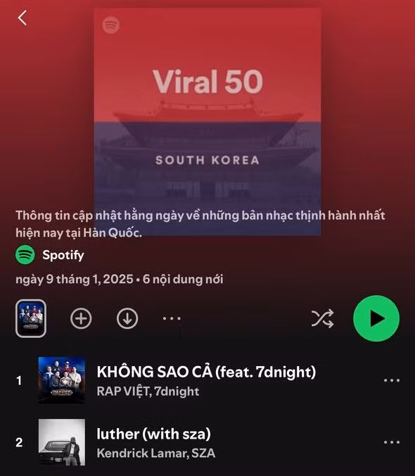 "Không Sao Cả" đứng hạng 1 BXH thịnh hành của Spotify Hàn Quốc. "Không Sao Cả" đứng hạng 1 BXH thịnh hành của Spotify Hàn Quốc.