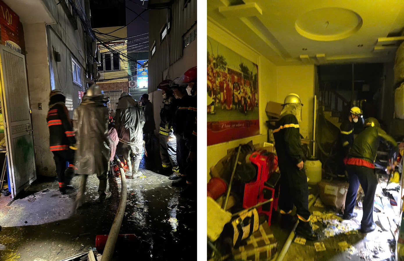 Lực lượng chức năng tổ chức chữa cháy, cứu nạn.