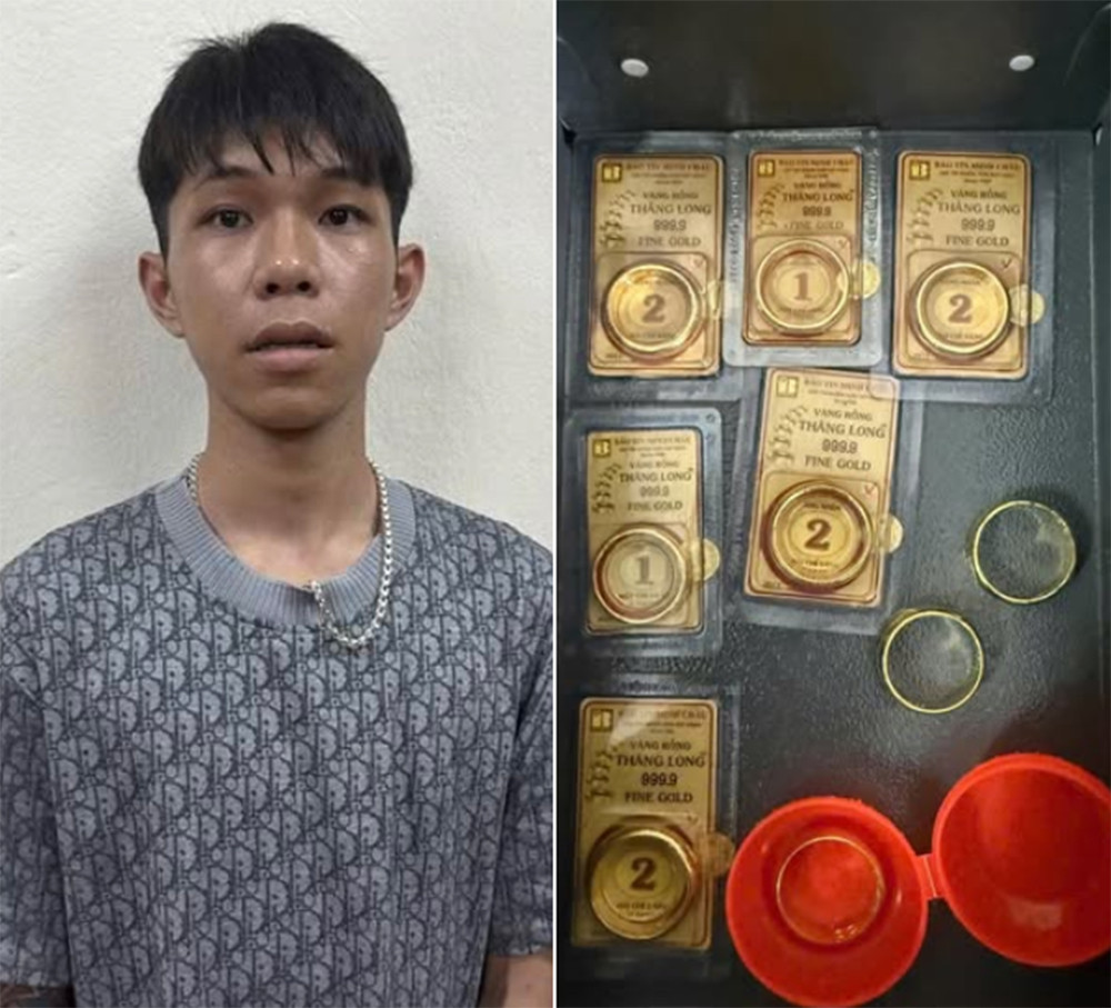 Đối tượng Hiếu cùng tang vật. Ảnh CAHN