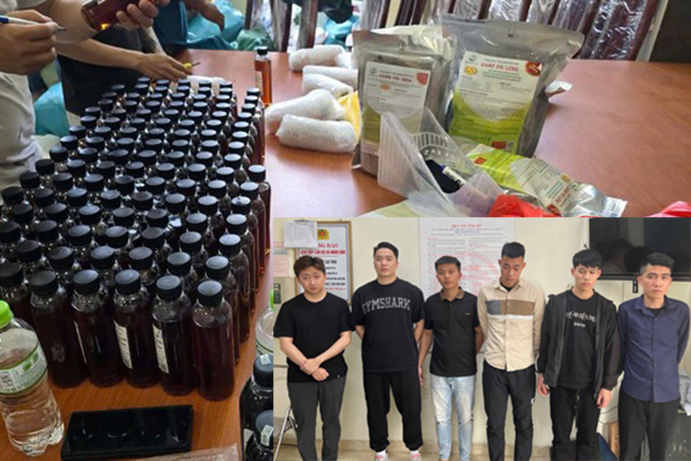 Thuốc giả thu giữ và các đối tượng liên quan vụ án.