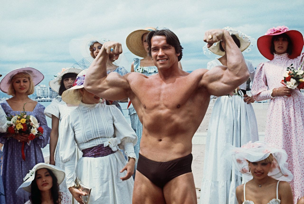 Arnold Schwarzenegger tại Liên hoan phim Cannes lần thứ 38 năm 1977. Ảnh: Getty Images.