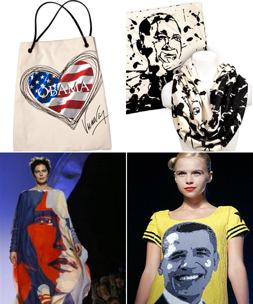 Cùng với khuyên tai, móng tay, túi xách thì áo, váy, khăn cổ cũng được huy động để phục vụ các tín đồ thời trang quan tâm tới chính trị