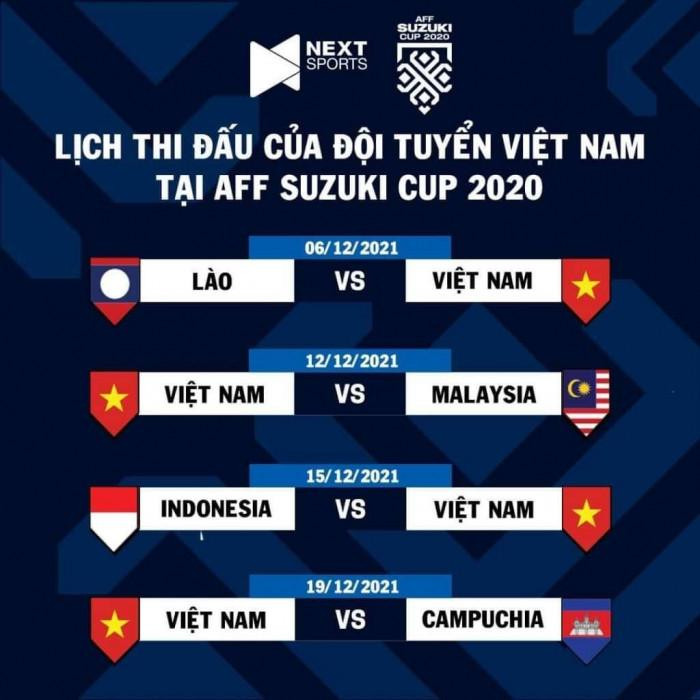 Lịch thi đấu của đội tuyển Việt Nam tại AFF Cup 2020. Ảnh: Next Sports. Lịch thi đấu của đội tuyển Việt Nam tại AFF Cup 2020. Ảnh: Next Sports.