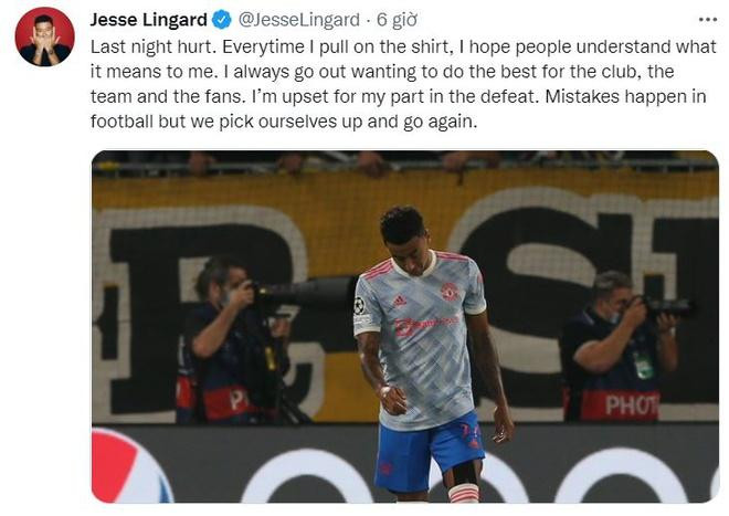 Lingard viết tâm thư trên trang cá nhân