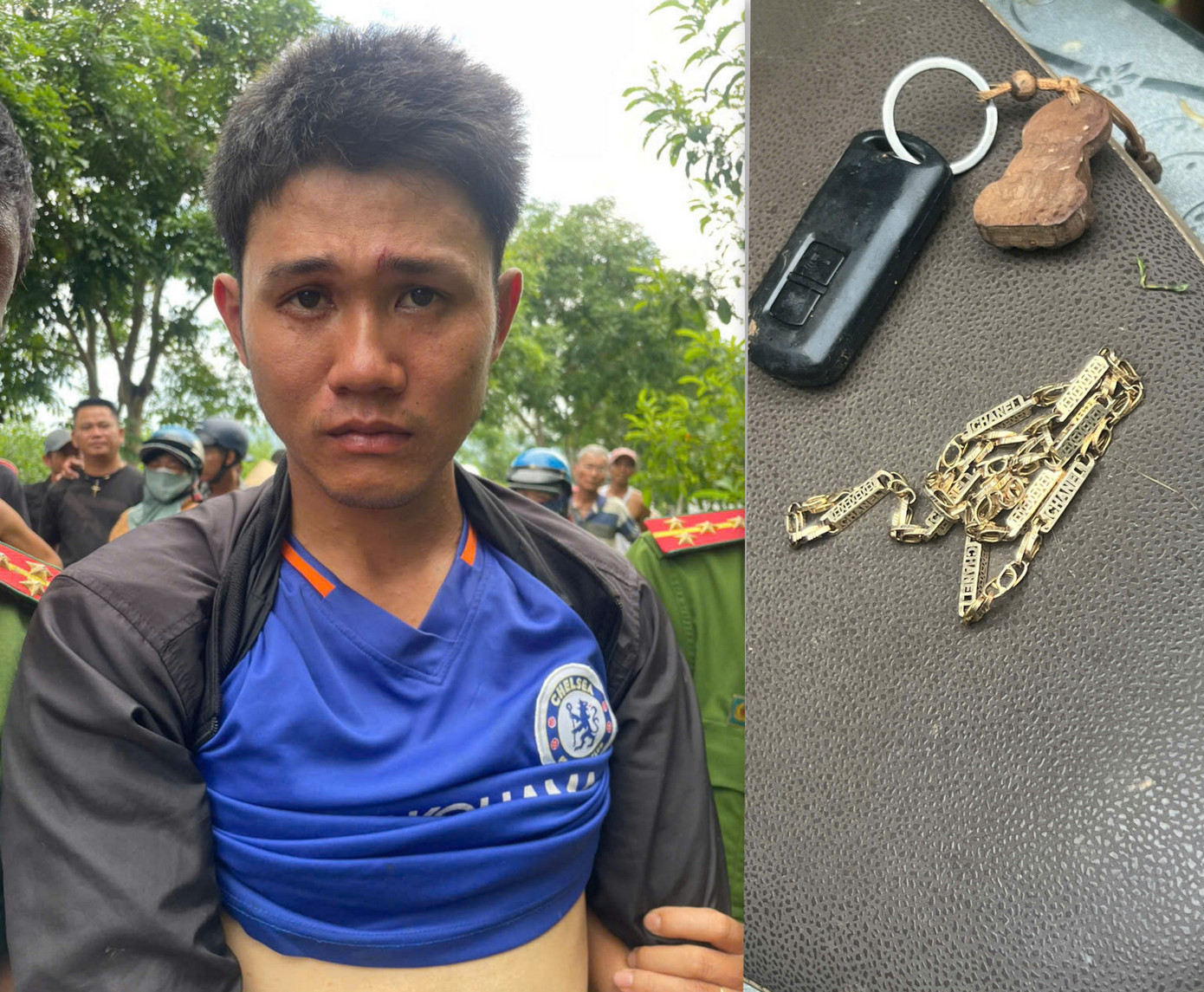 Đối tượng Phan Bá Vững cùng tang vật. Đối tượng Phan Bá Vững cùng tang vật.