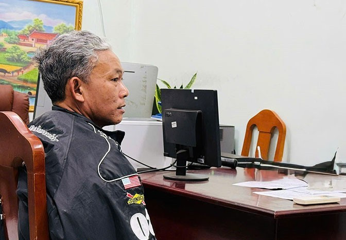 Đối tượng Trì Văn Thuận tại cơ quan công an. Đối tượng Trì Văn Thuận tại cơ quan công an.