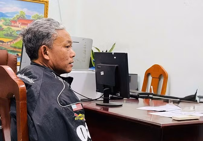 Đối tượng Trì Văn Thuận tại cơ quan công an.