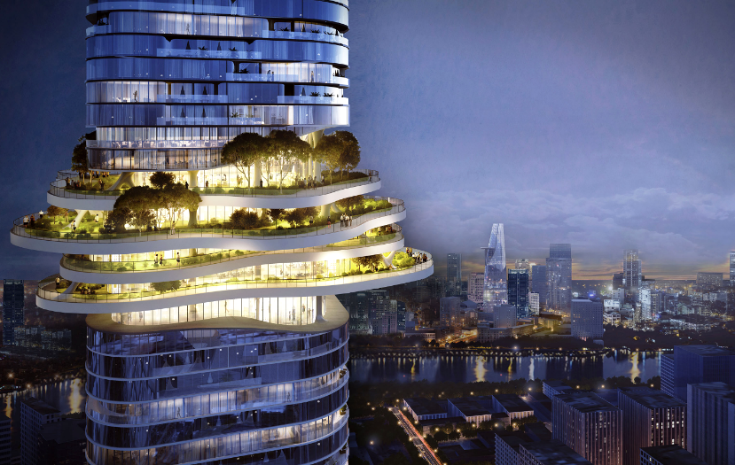 Cận cảnh tòa tháp Empire 88 Tower cao 88 tầng ở Khu đô thị mới Thủ Thiêm.