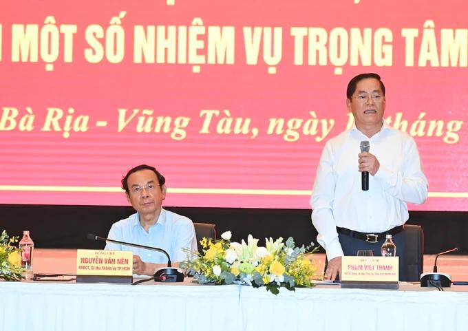 Bí thư Tỉnh ủy Bà Rịa - Vũng Tàu Phạm Viết Thanh phát biểu tại hội nghị. Ảnh: SGGP. Bí thư Tỉnh ủy Bà Rịa - Vũng Tàu Phạm Viết Thanh phát biểu tại hội nghị. Ảnh: SGGP.
