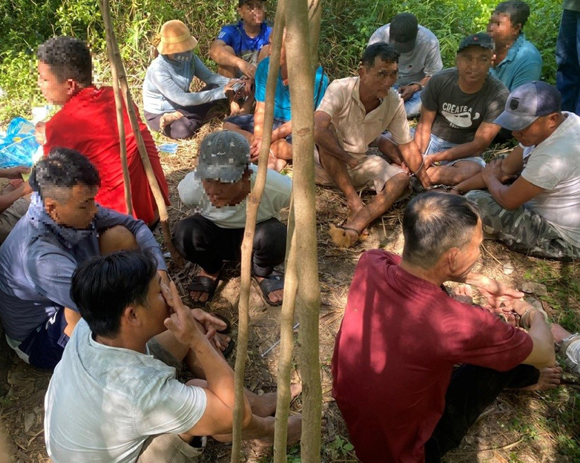 Các đối tượng tham gia đá gà bị bắt giữ.