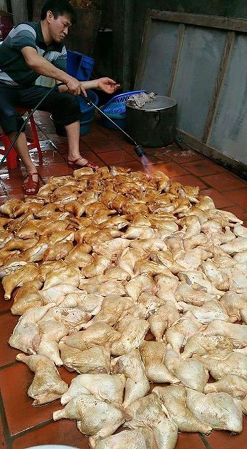 Rợn người, đèn khò nướng đùi gà trên nền nhà bẩn thỉu ảnh 1