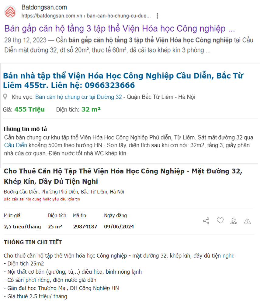 Từ diện tích ban đầu 18m2, có căn hộ tập thể đã được cơi nới đến 32 - 60m2, cải tạo khép kín và từng được rao bán với giá 455 - 600 triệu đồng/căn.