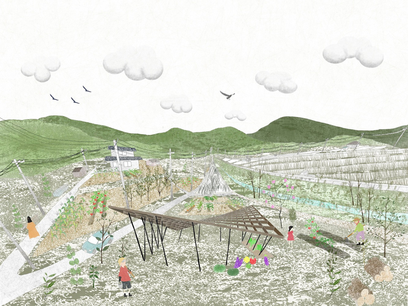 Thiết kế nhà được lấy cảm hứng dựa trên những gian nhà chống nắng đơn sơ và truyền thống của người nông dân.