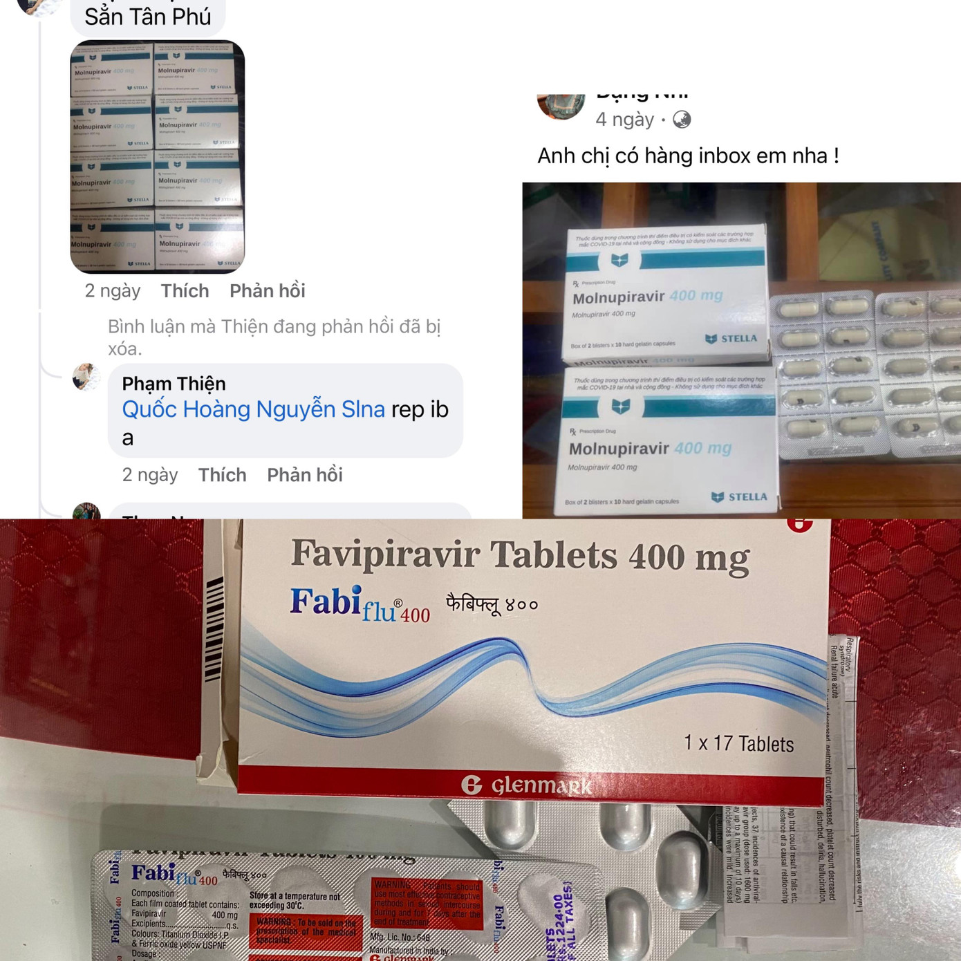 Đây là những thuốc điều trị COVID-19 chưa được cấp phép ở Việt Nam nhưng được bán tràn lan. Thậm chí thuốc Molnupiravir đang thử nghiệm lâm sàng cho F0 tại TPHCM với quy trình kiểm soát nghiêm ngặt vẫn bị tuồn ra thị trường- ảnh L.T