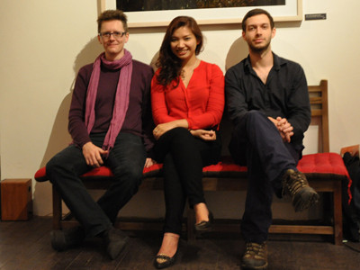 Từ trái sang: Mathias Rossignol - Đinh Lê Vân - Josh Kopecek