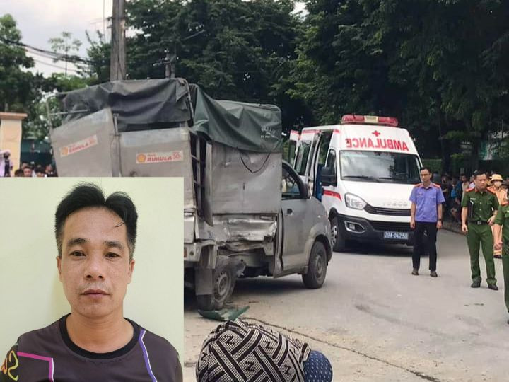 Tài xế Lương (ảnh nhỏ) và hiện trường vụ tai nạn.