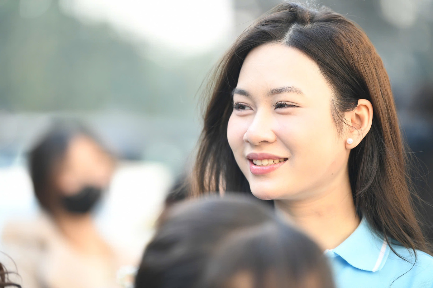 Cận nhan sắc một số nữ sinh tại ngày hội tuyển sinh Hoa hậu Việt Nam 2024 ở trường Khoa học Liên ngành và Nghệ thuật, Đại học Quốc gia Hà Nội.