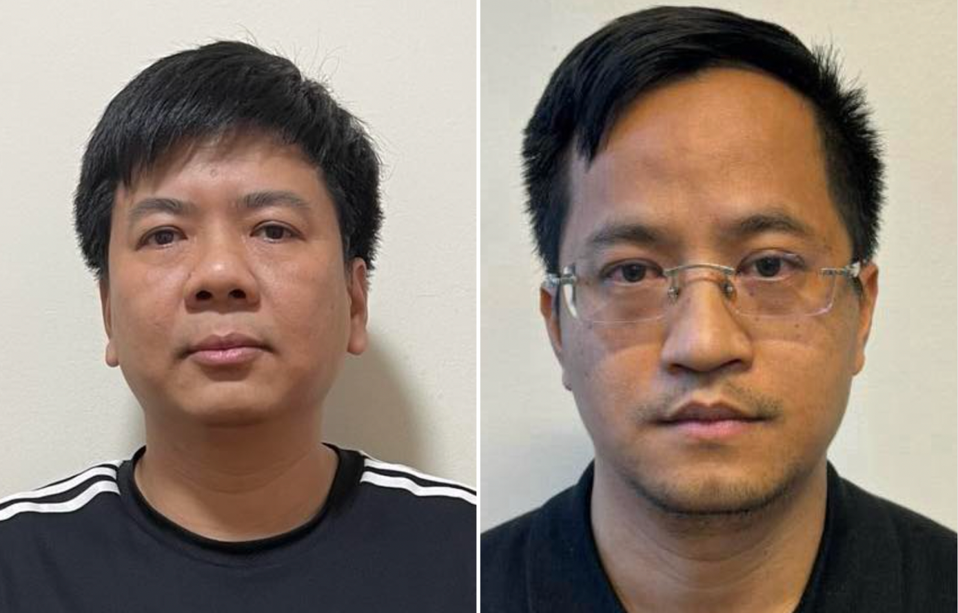 Bị can Nguyễn Ngọc Thủy (trái) và Đặng Văn Hiển.