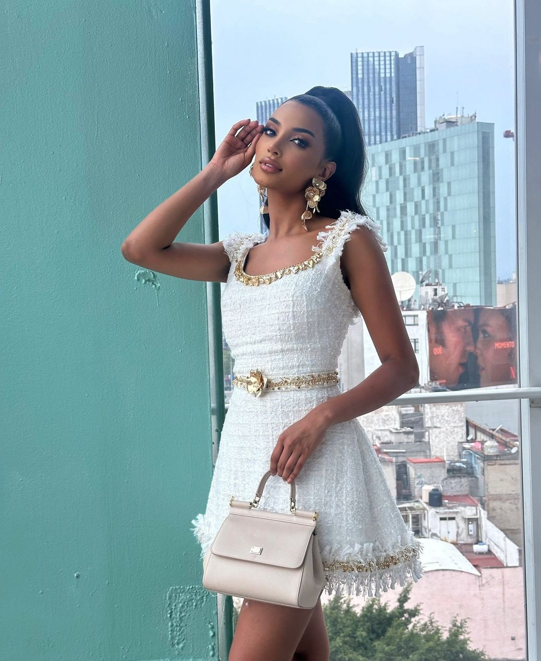 Celinee Santos Frías năm nay 24 tuổi, có chiều cao ấn tượng 1,81 m cùng nhan sắc hiện đại, cuốn hút. Năm 2022, Celinee Santos đại diện Cộng hòa Dominica tham dự Hoa hậu Quốc tế và đạt thành tích Á hậu 4.