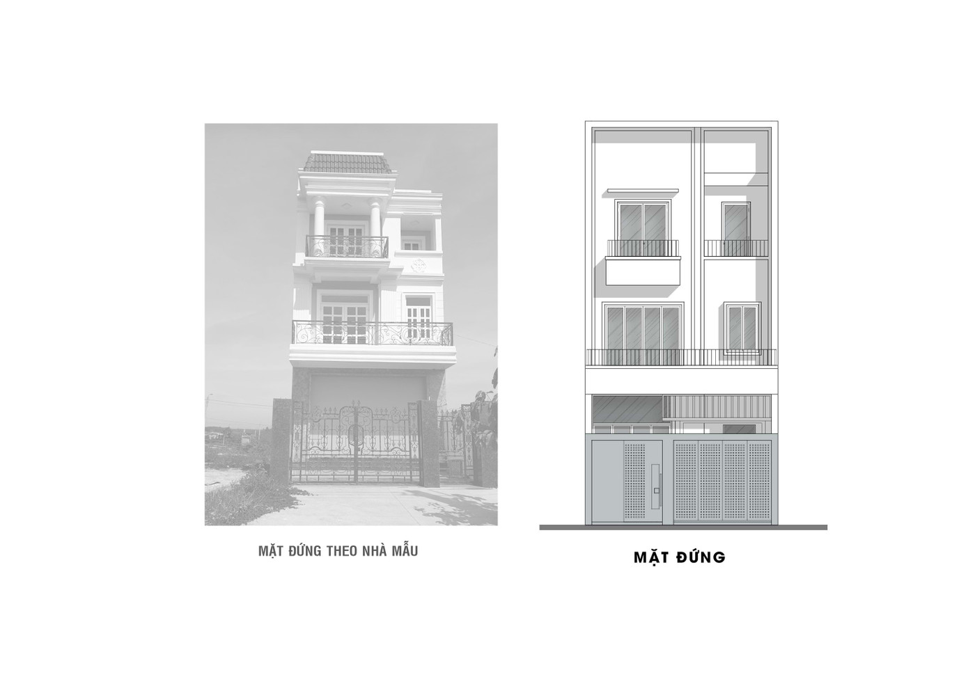 Mặt đứng được thay đổi sau thiết kế.