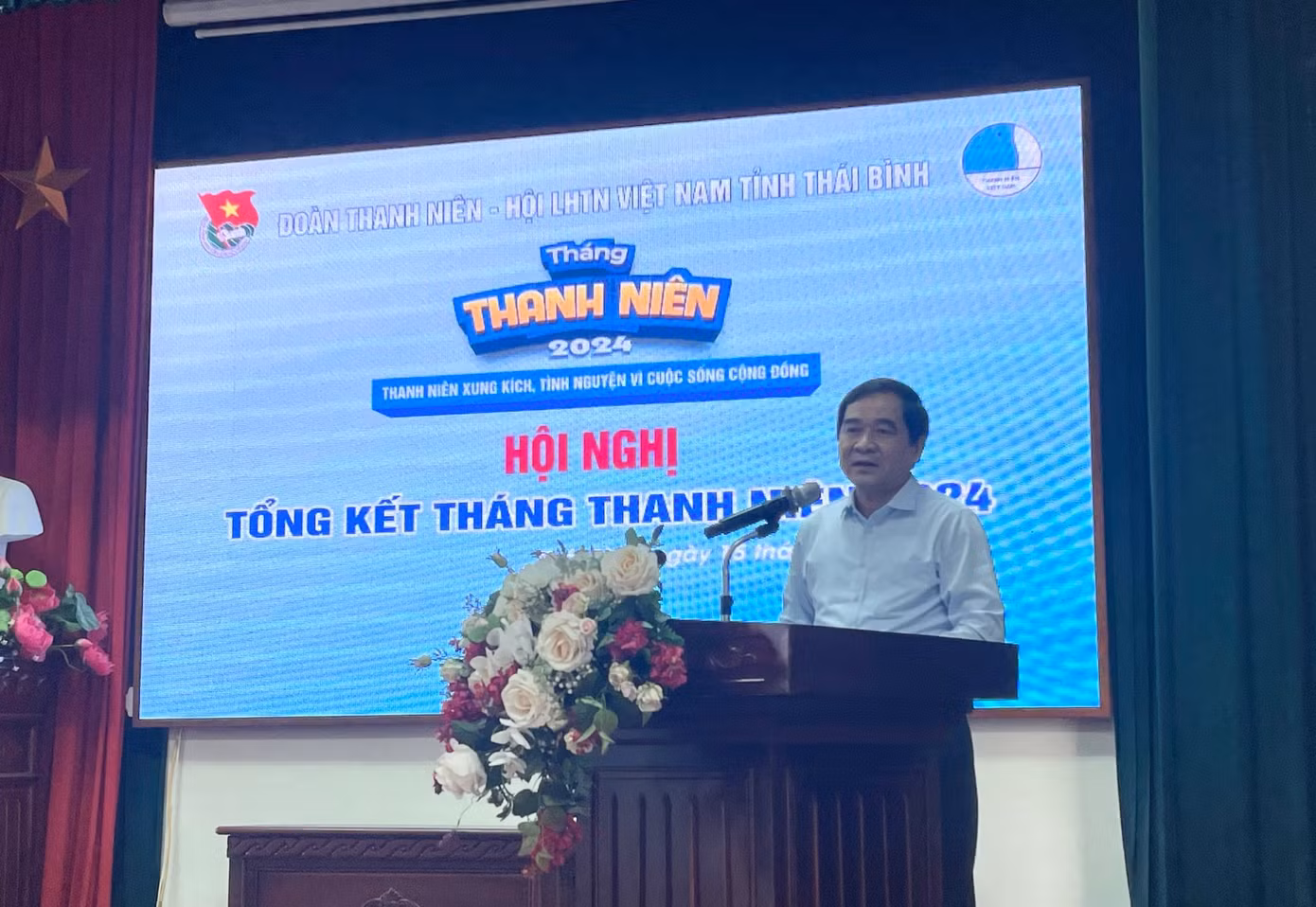 Ông Nguyễn Tiến Thành - Phó Bí thư thường trực Tỉnh ủy, Chủ tịch HĐND tỉnh Thái Bình phát biểu tại hội nghị