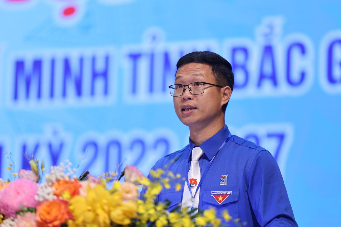 Anh Thân Trung Kiên, Bí thư Tỉnh Đoàn Bắc Giang phát biểu khai mạc Đại hội