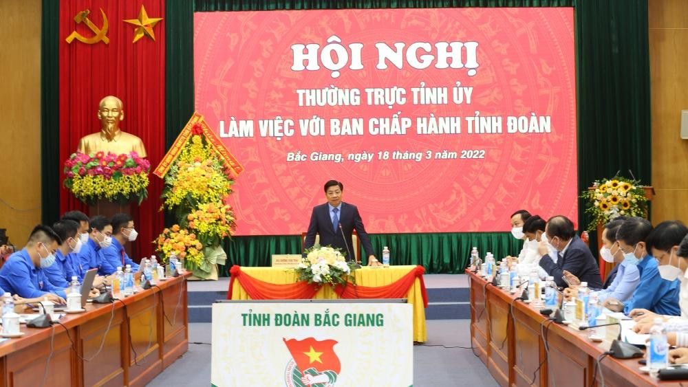 Thường trực Tỉnh ủy Bắc Giang làm việc với Tỉnh Đoàn