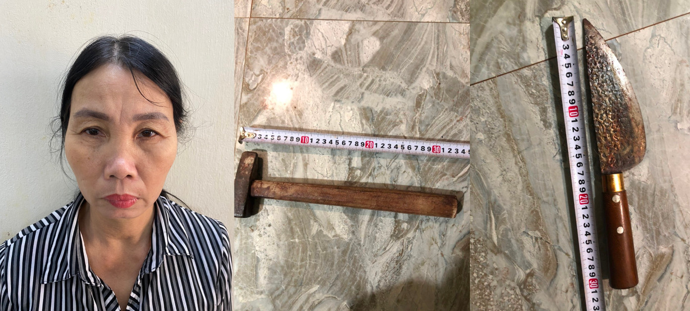 Đối tượng Viên và tang vật vụ án.