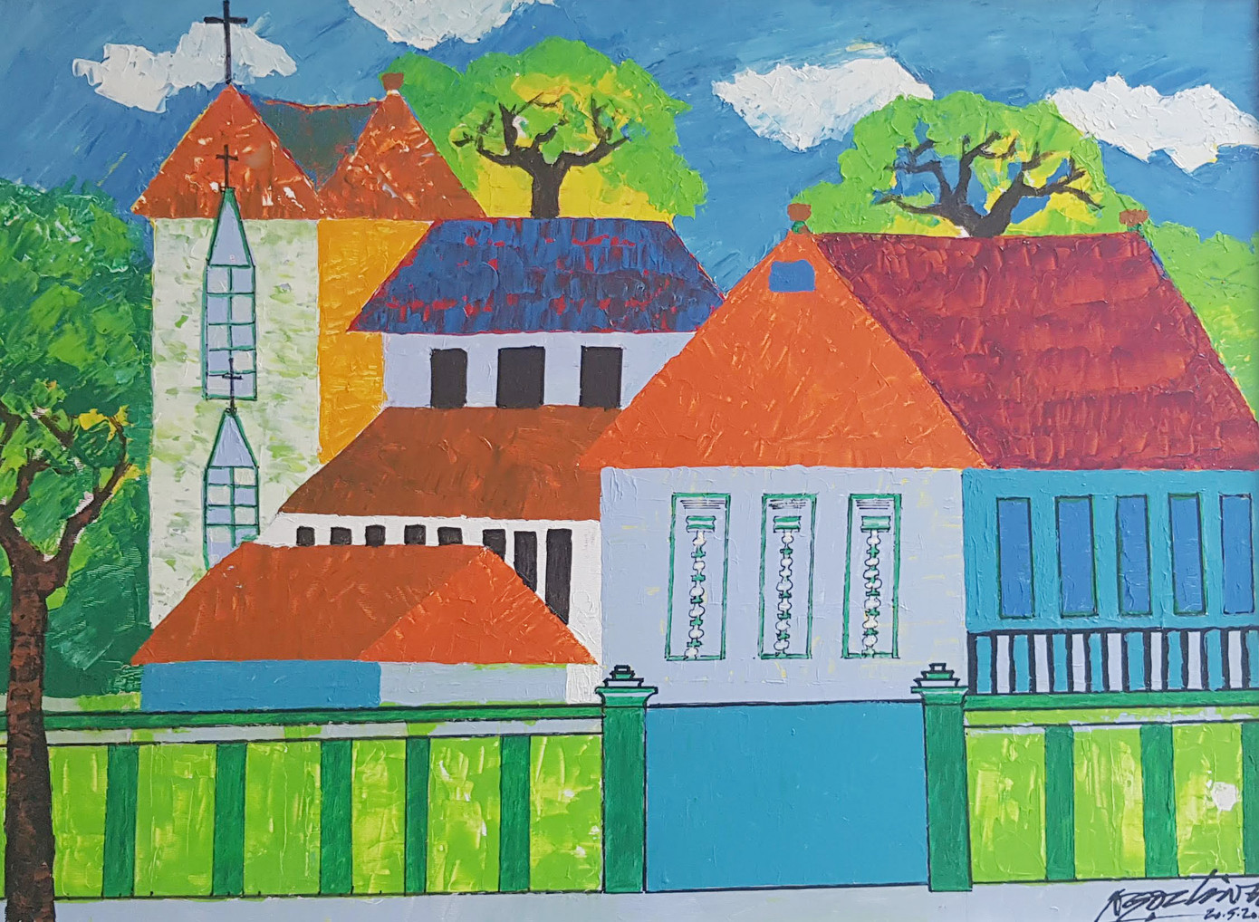 Nhà thờ Hàm Long. Tranh: Ngọc Linh.