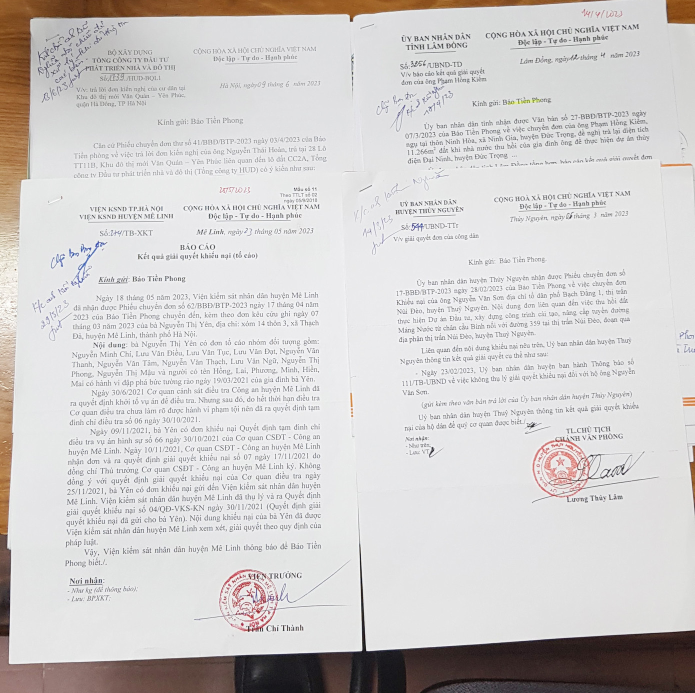 Một số văn bản trả lời báo Tiền Phong của các cơ quan chức năng Một số văn bản trả lời báo Tiền Phong của các cơ quan chức năng