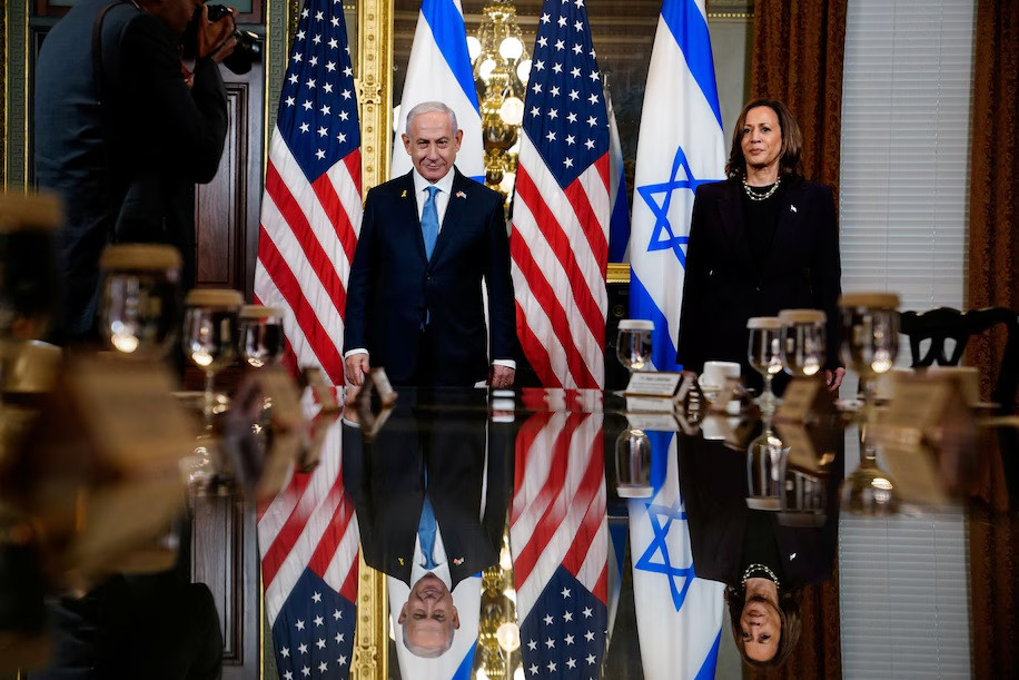 Phó Tổng thống Mỹ Kamala Harris gặp Thủ tướng Israel Benjamin Netanyahu tại Tòa nhà Văn phòng Điều hành Eisenhower. Ảnh: Reuters. Phó Tổng thống Mỹ Kamala Harris gặp Thủ tướng Israel Benjamin Netanyahu tại Tòa nhà Văn phòng Điều hành Eisenhower. Ảnh: Reuters.