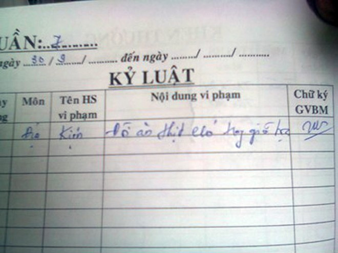 Lý do bị kỷ luật vì 