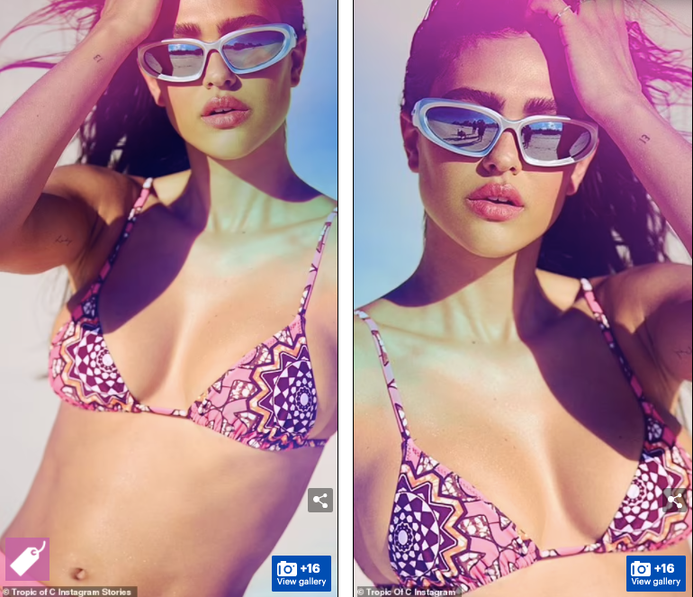 ...chân dài sinh năm 2001 lại trình diễn bộ bikini họa tiết bé xíu, phô thân hình thon nuột cùng thần thái sexy đầy mê hoặc.